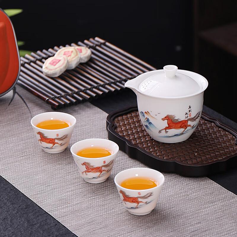 Shangqi Ceramic Travel Tea Set - 'Thousand Miles Landscape'