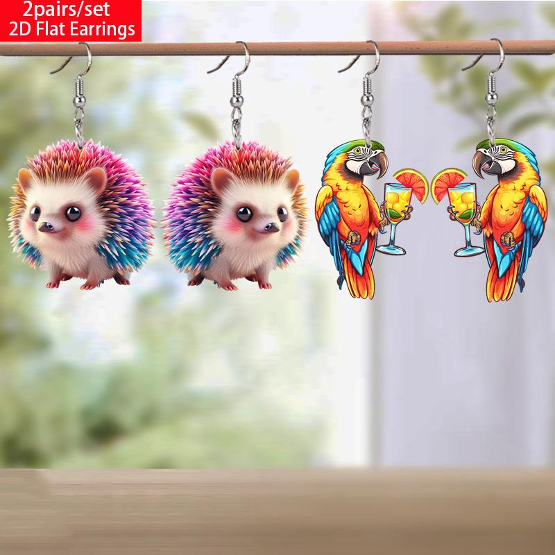 

Cute Colorful Hedgehog/Parrot Acrylic Earrings for Women Chic Personality Earrings Cool Earrings Animal Earrings Charming Evergrande Earring