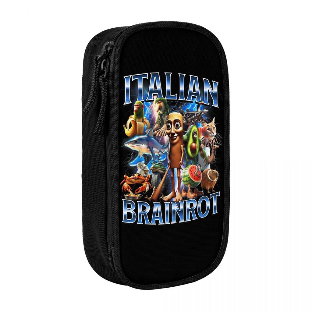 Italian Brainrot Pencil Cases Pen Box Bags Student Large Storage School Supplies Zipper Pencil Pouch