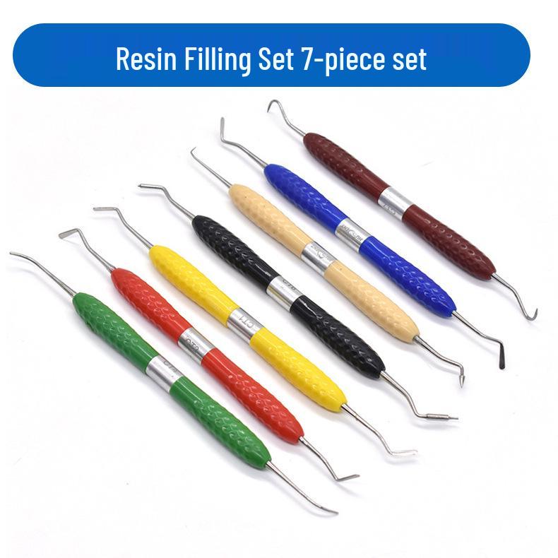 Dental Aesthetic Filling Resin Trimmer Kit, 7-Piece, New Silicone Handle, High-Temperature Resistant.