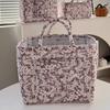 Vintage Laundry Organizer with Side Pocket Lightweight Foldable Laundry Basket Quilted Fabric with Handle Sundry Storage Basket
