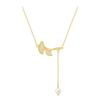 Copper-Plated Gold Pendant with Zircon, Ginkgo Leaf, and Pearl Necklace - High-End Celebrity Style Accessories