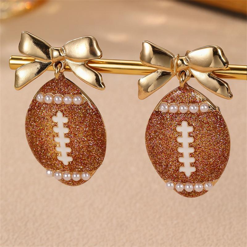 Super Bowl Football Ohrringe für Damen aus Zinklegierung Handwerk Stilvolles Feder Schmuckaccessoire