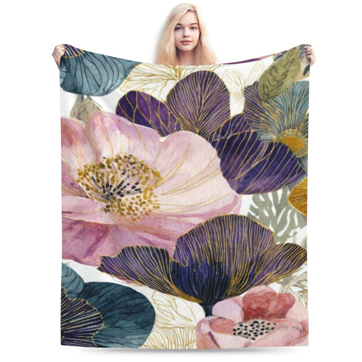 Pink And Indigo Modern Seamless Pattern Floral Watercolor Art Custom Warm Decorate Home An UltraSoft Micro Fleece Blanket 75x100cm 30x40in