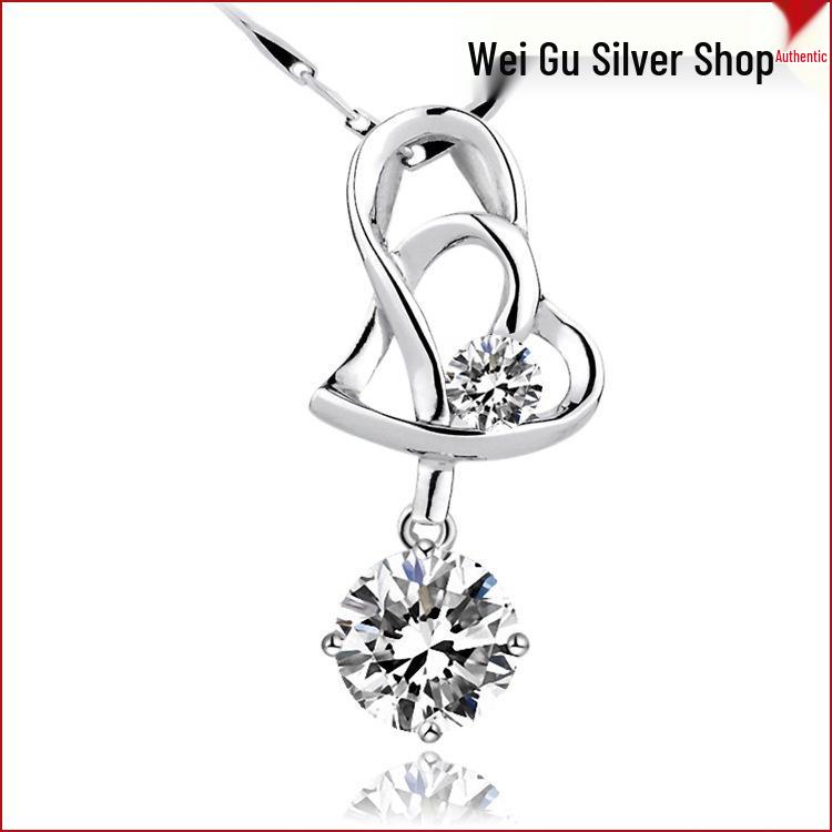 Heart to Heart Silver Heart-Shaped Necklace - Popular Small Pendant Jewelry