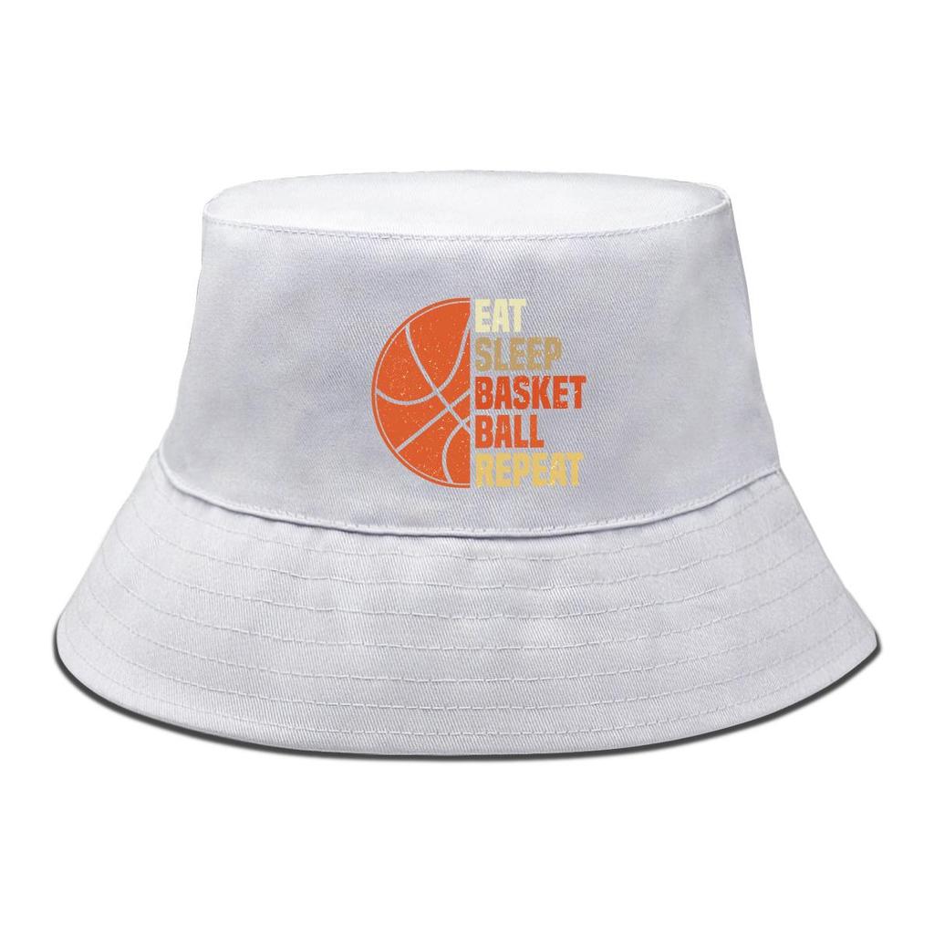Bucket Hat With "EAT SLEEP BASKET BALL REPEAT" Print , Women's Hat Reversible Casual Wide Brim Fishing Cap