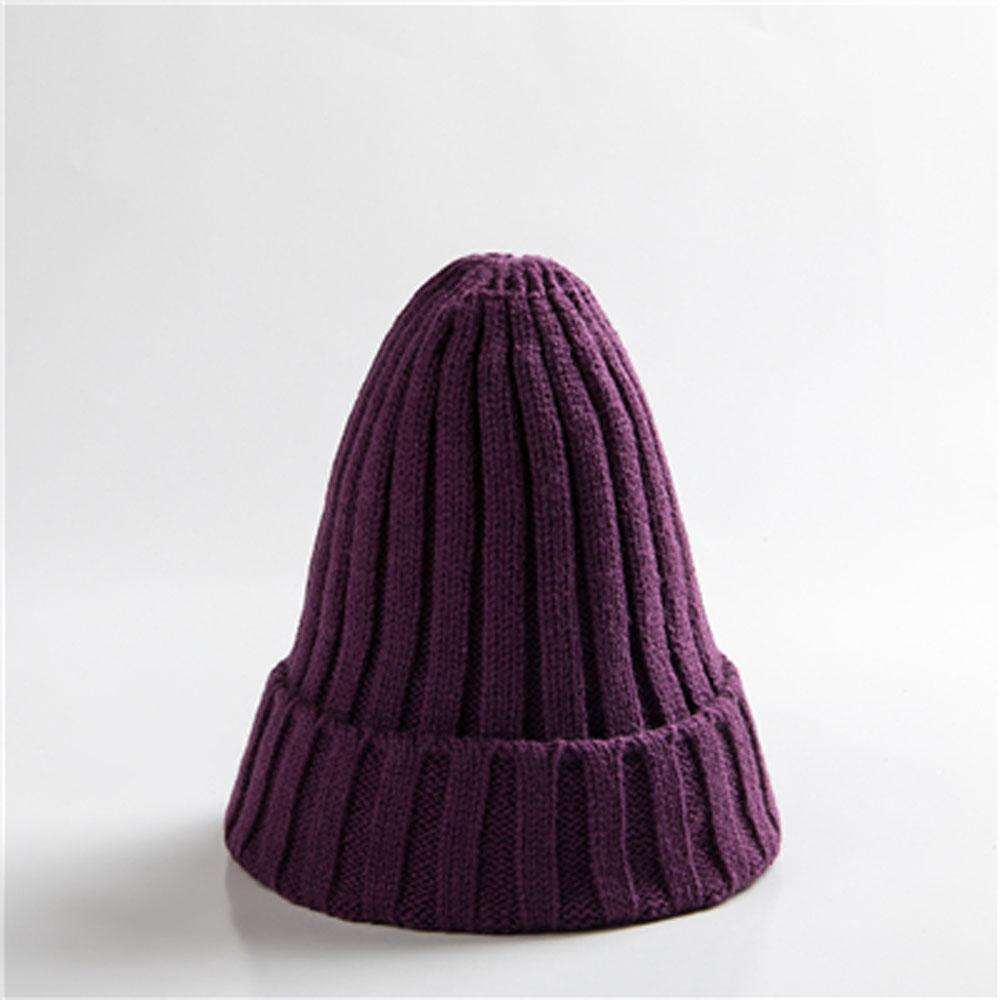Trendy Autumn Winter Solid Edge Curl Woolen Knitted Skullies Beanies Unisex Ear Protection Warm Fitting Hood Hat