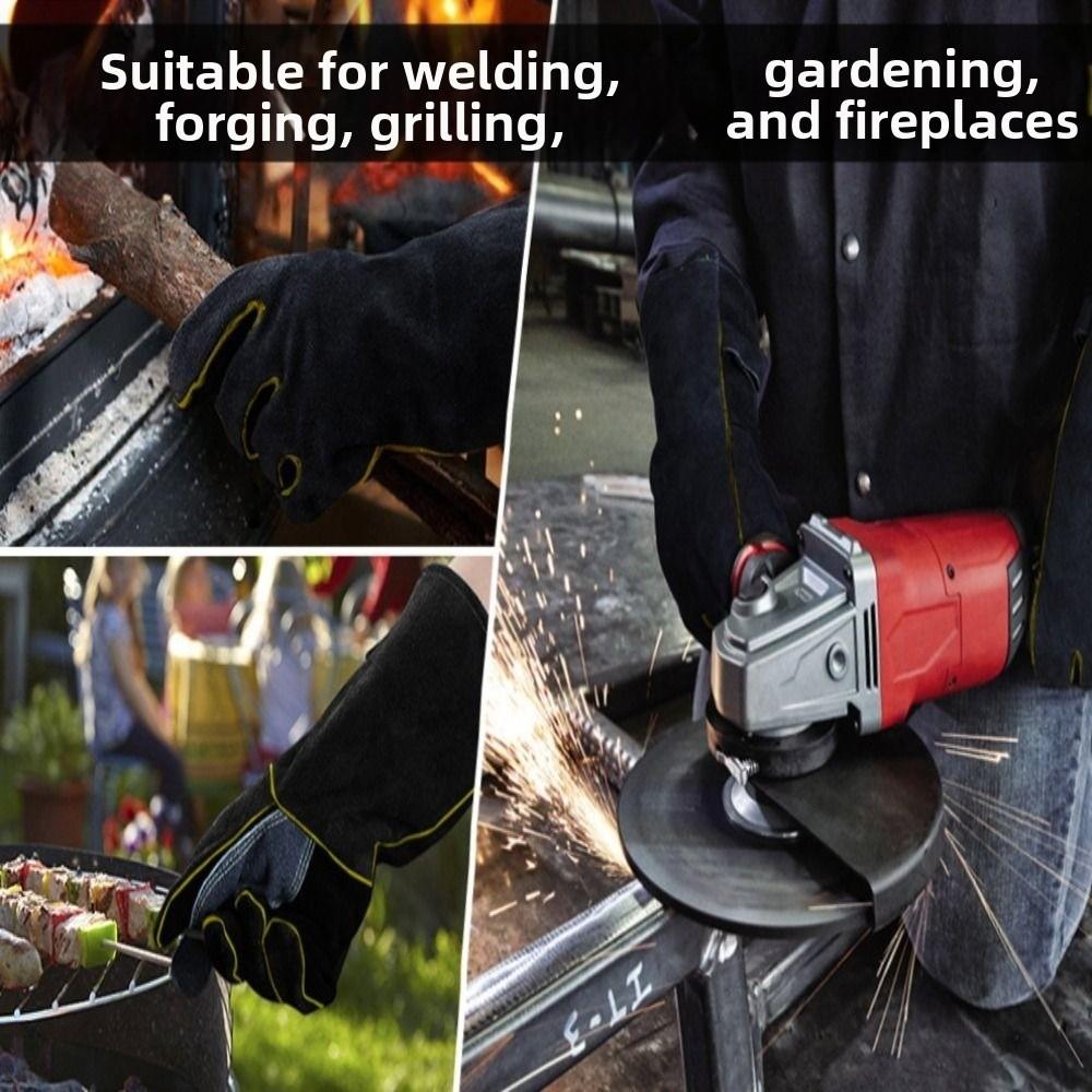 Leather Heat Resistant Gloves High Temperature Resistance Safety Gloves Welding Gloves Kitchen