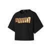 T Shirts Women's Black Gold Crew Neck Moderate Straight Fit 584427-51