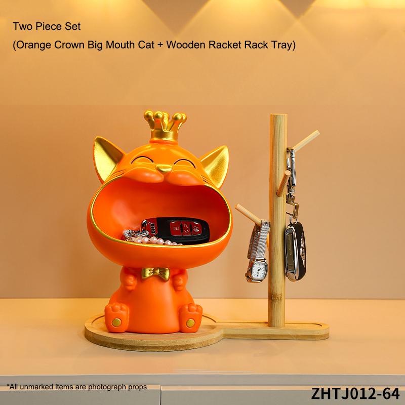 Krone Großer Mund Katze Ornament Freudvolle Reichtum Anziehung Katze Schlüsselaufbewahrung Ornament Haus Schreibtisch Dekoration Einweihungsgeschenk