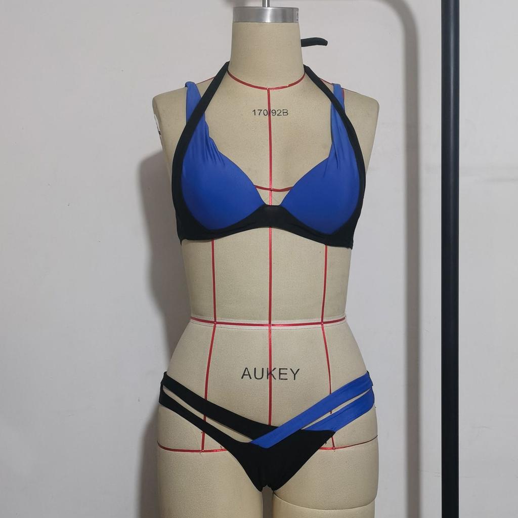 Women's Two Piece Swimsuit Sexy Cross Strap Color Matching Bikini Swimsuit