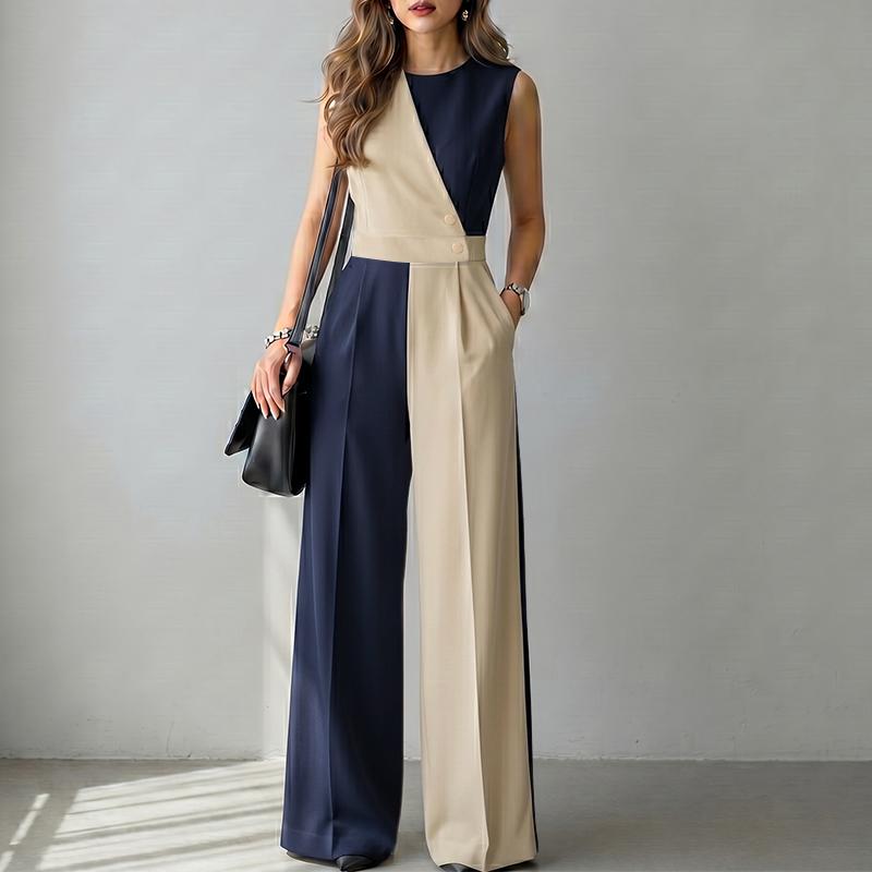 ZANZEA Women Casual Round Neck Loose Sleeveless Wide Leg Jumpsuits