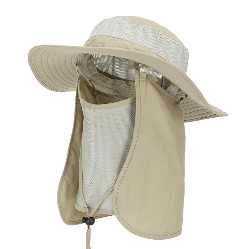 Spring and summer sunscreen cap, purple line, breathable big edge, sunshade protective bucket hat, mountaineering, cycling, fishing hat