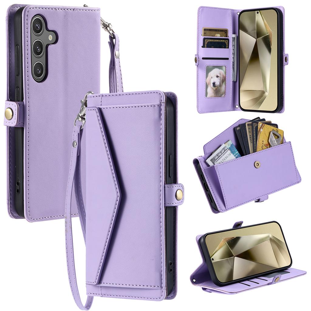 For Samsung Galaxy A17 Leather Case with Wrist Strap Wallet Stand Phone Cover