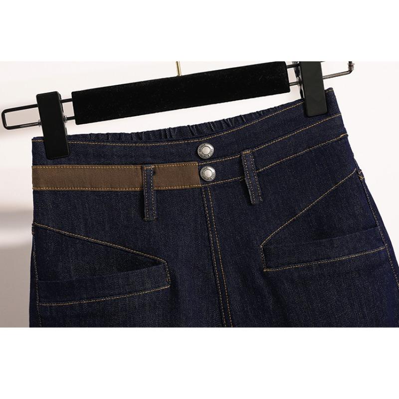 DIMANAF 2025 New Plus Size Women Shorts Pants Summer Loose Jeans Short Basic High Waist Solid Pants Elastic Waist