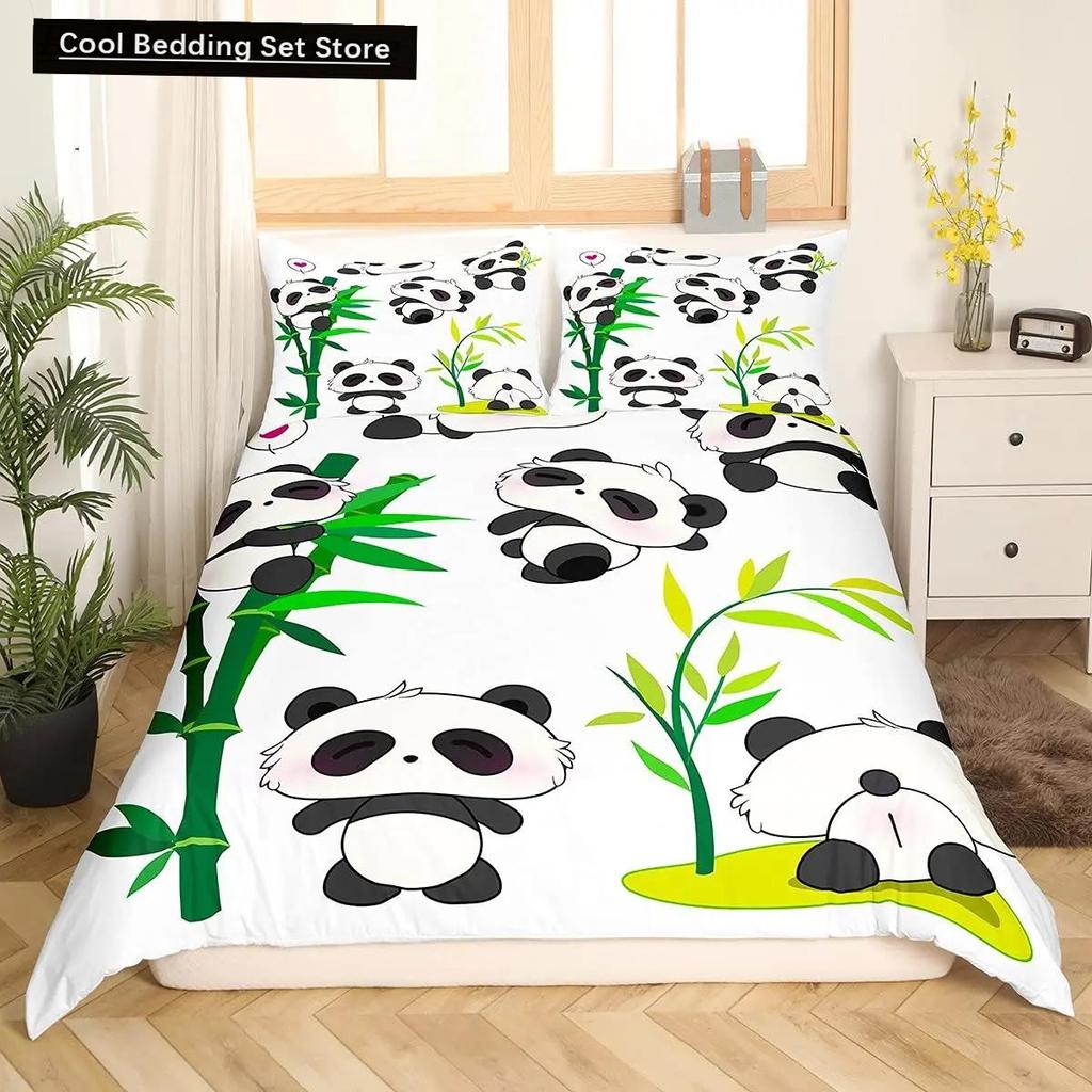 Panda King Full Bedidng Set Kids Romantic Bedding Set Cartoon Animal Duvet Cover Bicycle Balloon Dragonfly Polyester Quilt Cover
