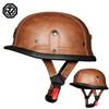 Motorcycle Electric Car Half Helmet Men's and Women's Four Seasons Cruising Retro German Leather Helmet Handmade Helmet