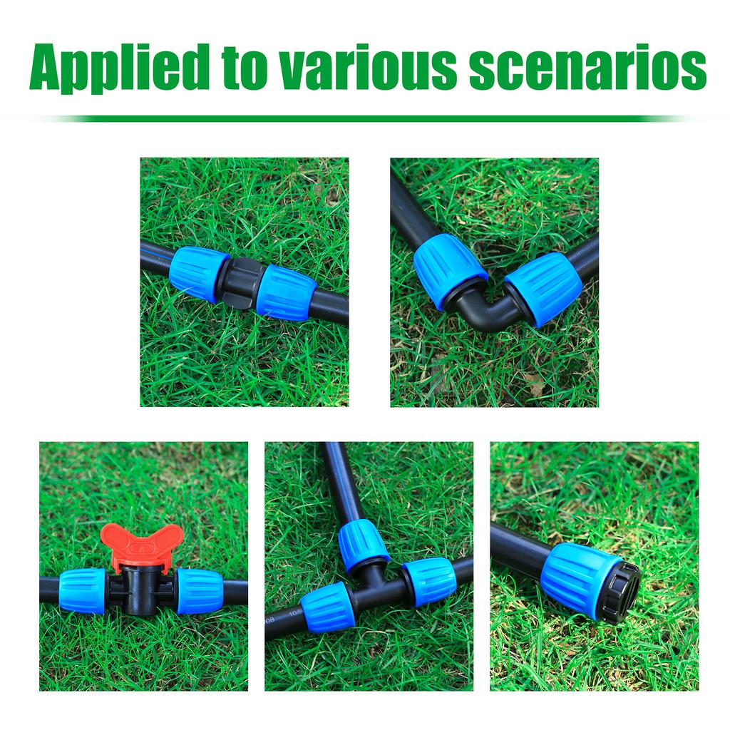 5pcs 1/2" Hose Locking Connector 16mm Drip Irrigation Fittings Locking Barb Straight Connector 4/7mm Hose Fittings Divider