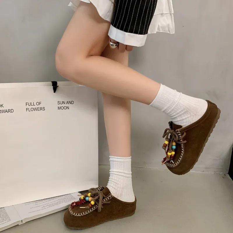 Mode Retro Perlenbesetzte Erhöhte Neue Sommer 2025 Plateau-Slipper Retro Baotou Ausländisches Temperament Damenschuhe