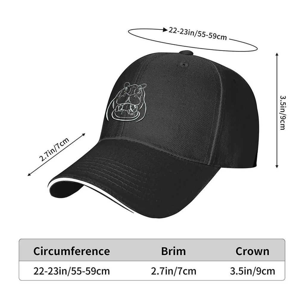 Outline Hippo Head Baseball Cap Golf Hat Sunscreen Beach Hat Tactical Cap Baseball Unisex Women's