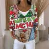Women's Fashion Casual Knit Sweater Button-Up Christmas Print Cardigan Jacket