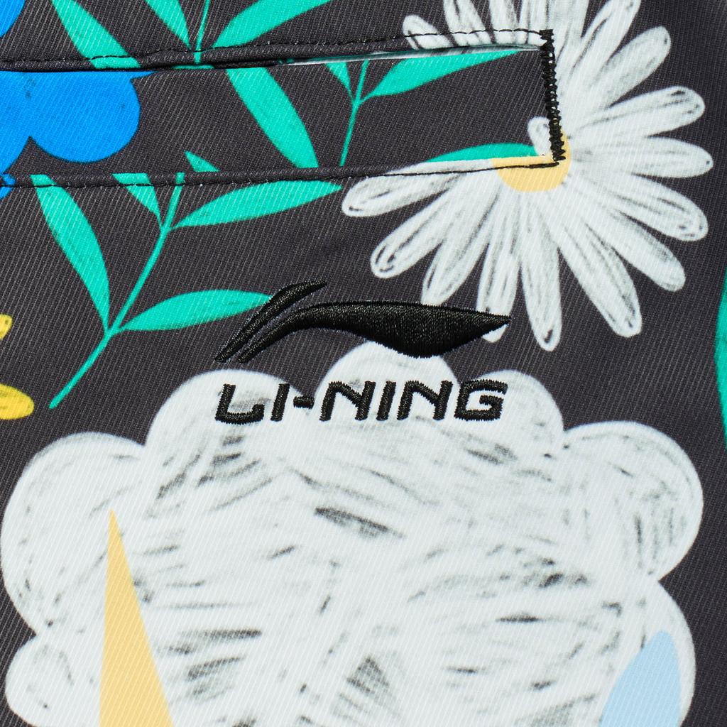 Li Ning Sports Trend Series All Over Print Mid Rise Loose Fit Sports Shorts Unisex shorts Black AKST443-1