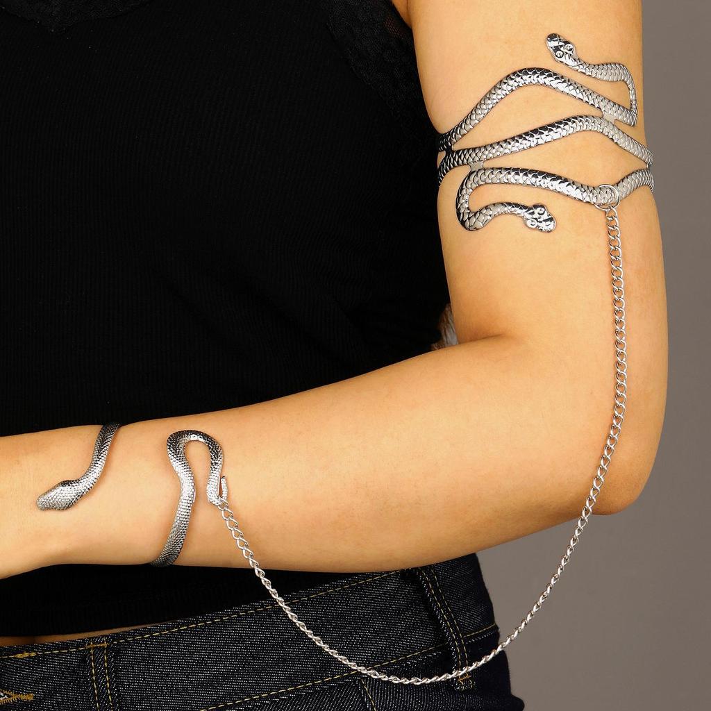 Adjustable European & American Style Snake Design Bracelet & Ring Set for Men & Women