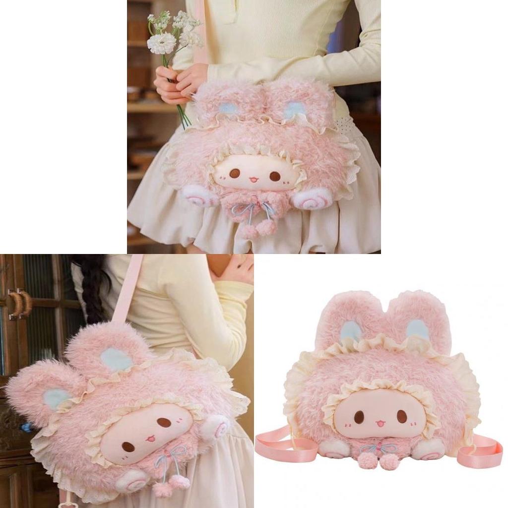 Cartoon Schaf Plüsch Rucksack für Mädchen und Frauen mit Stauraum und verstellbaren Trägern