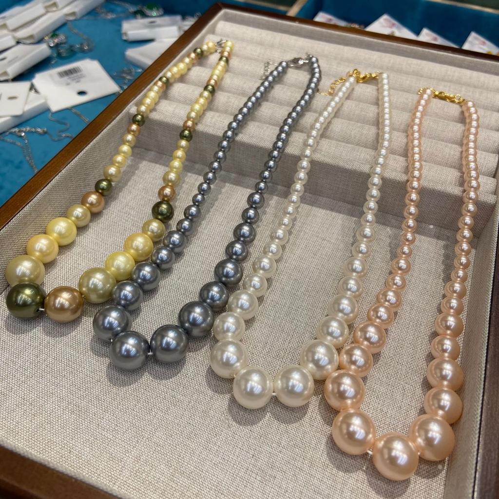 Gradual Change Size Bead Necklace Femininity Light Luxury Design Sense Collarbone Chain Retro Neck Chain