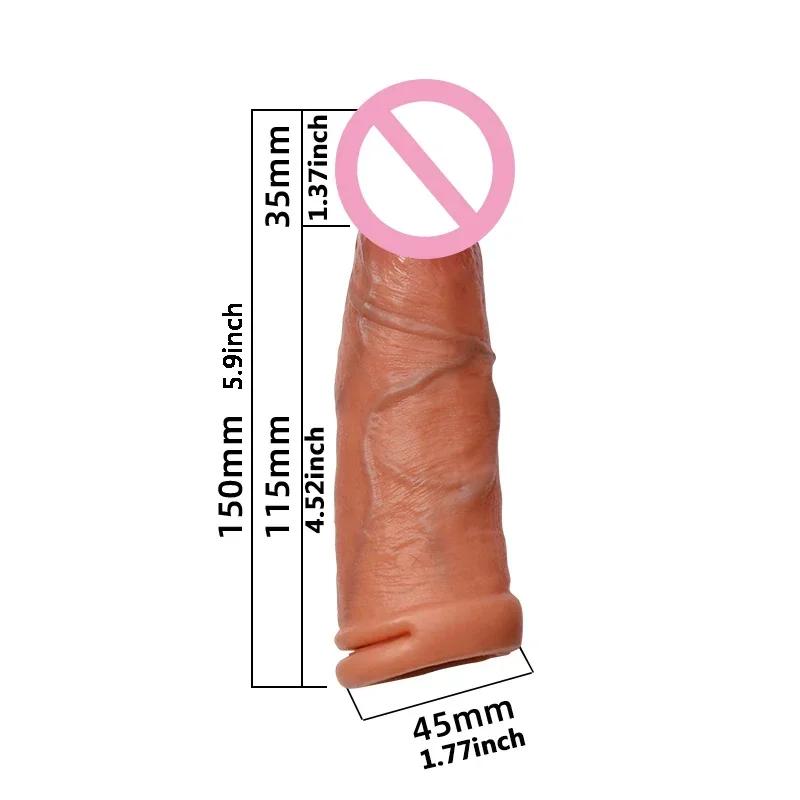 Velkoobchod Soft Realistic Penis Sleeve Extender Big Dick Bold Cock Head Head Zvětšení Muž Muži Muž Zpoždění ejakulace