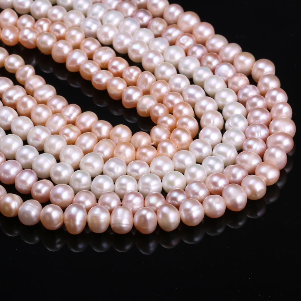 1String, Natural Freshwater Potato Shape Pearl, 7-8mm Loose Spacer Pearl Beads for Jewelry Making DIY Holiday Gift, Women's Crafts, 36cm
