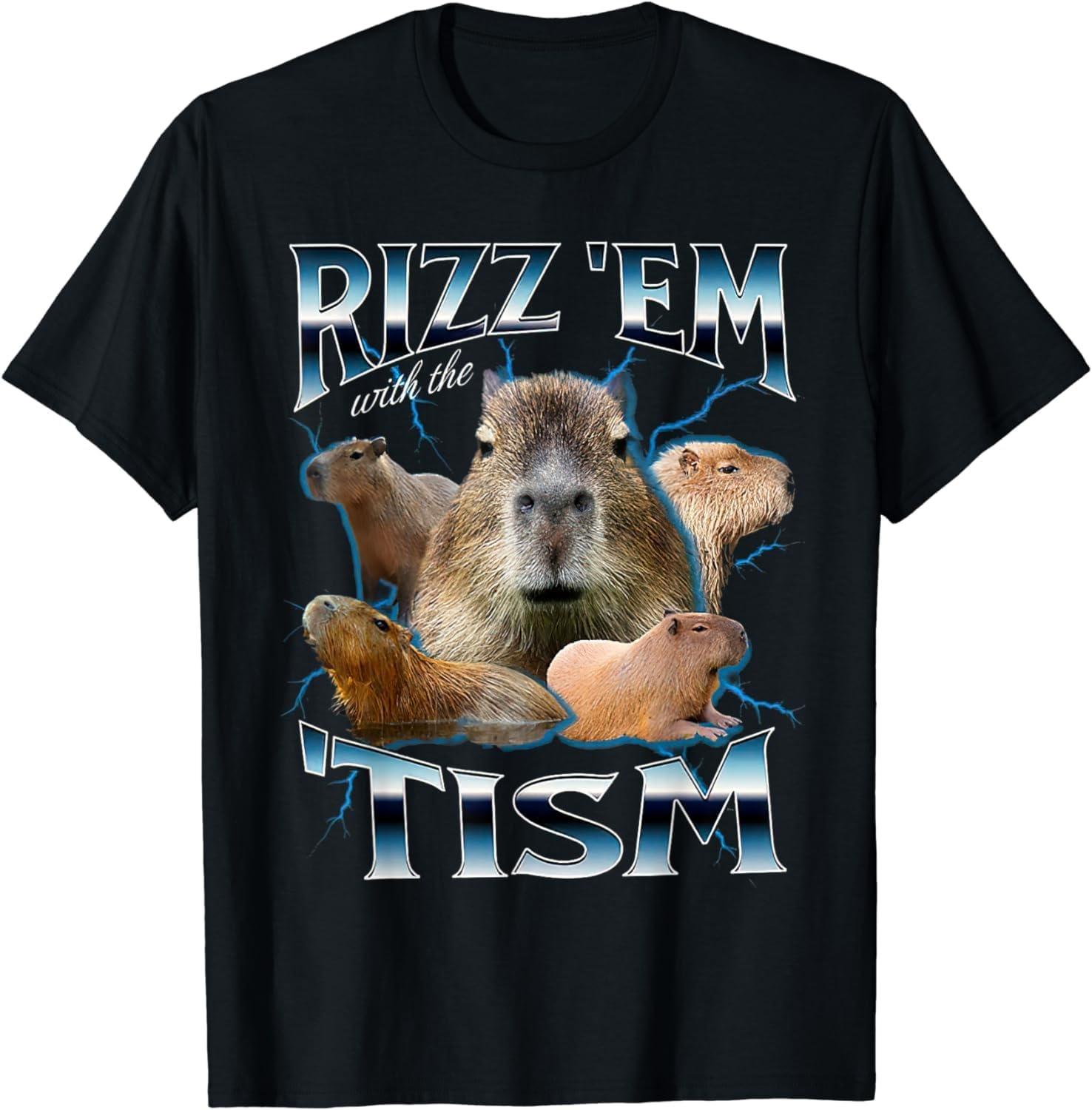 

LUjiu Autism Funny Rizz Em with The Tism Meme Autistic Capybara T-Shirt XXXXXL чорний