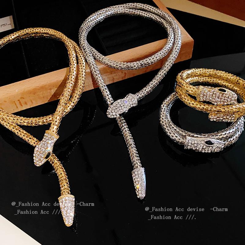 Collana magnetica Meier Serpentine incastonata di diamanti, catenina per clavicola dal design di nicchia minimalista