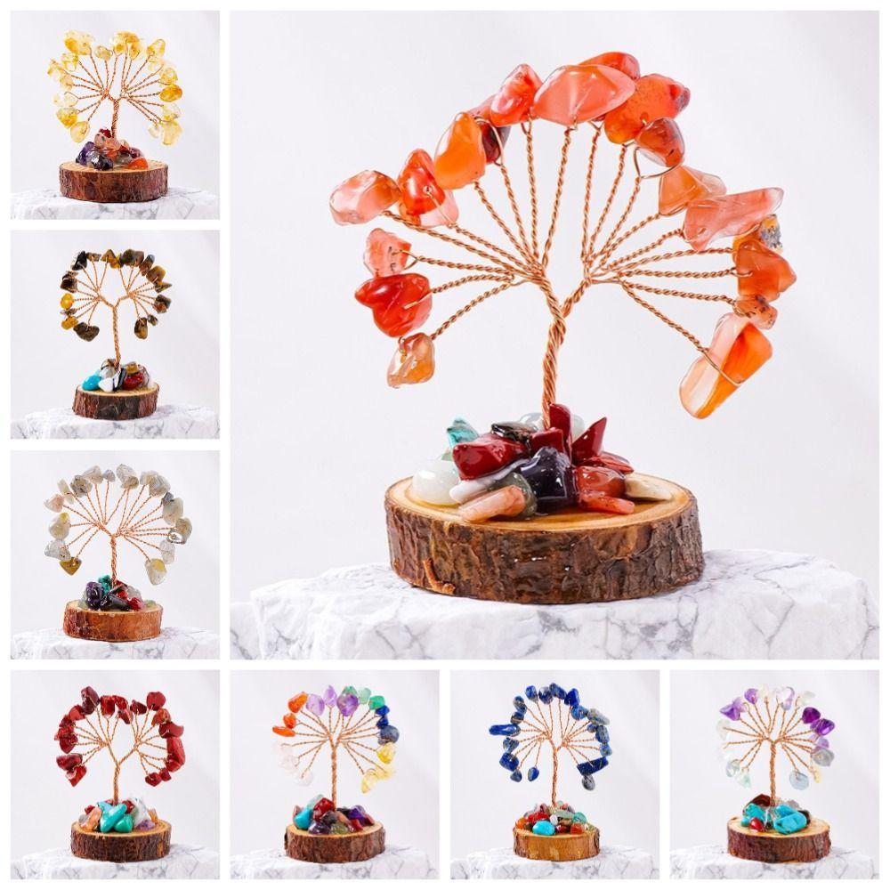 

Copper Wire Crystal Wishing Tree Positive Energy Fortune Tree Figurine Desk Style L