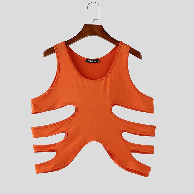 

Мужские майки без рукавов INCERUN с вырезами по бокам, облегающие, укороченные 3XL оранжевый