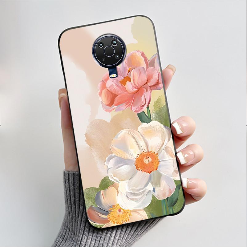Printed Phone Case For Nokia G10 / Nokia G20 / Nokia 6.3 Fundas Soft Silicone Black Shell Cover Cute Flower Cartoon Casing Coque