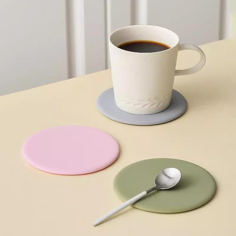 Spot Silicone Coaster Round 10cm Waterproof and Non-slip Food Grade Anti-scalding and Heat Insulation Mat Teacup Mat Coaster Tea Mat