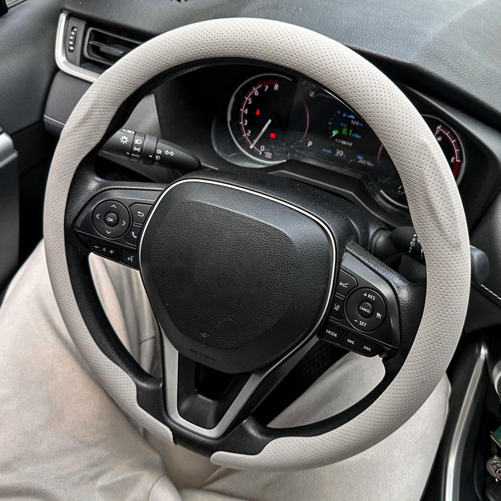 Leather Round Car Steering Wheel Cover Flat-Bottom Breathable Comfortable Feel Steering Wheel Cover D-type Steering Accessories