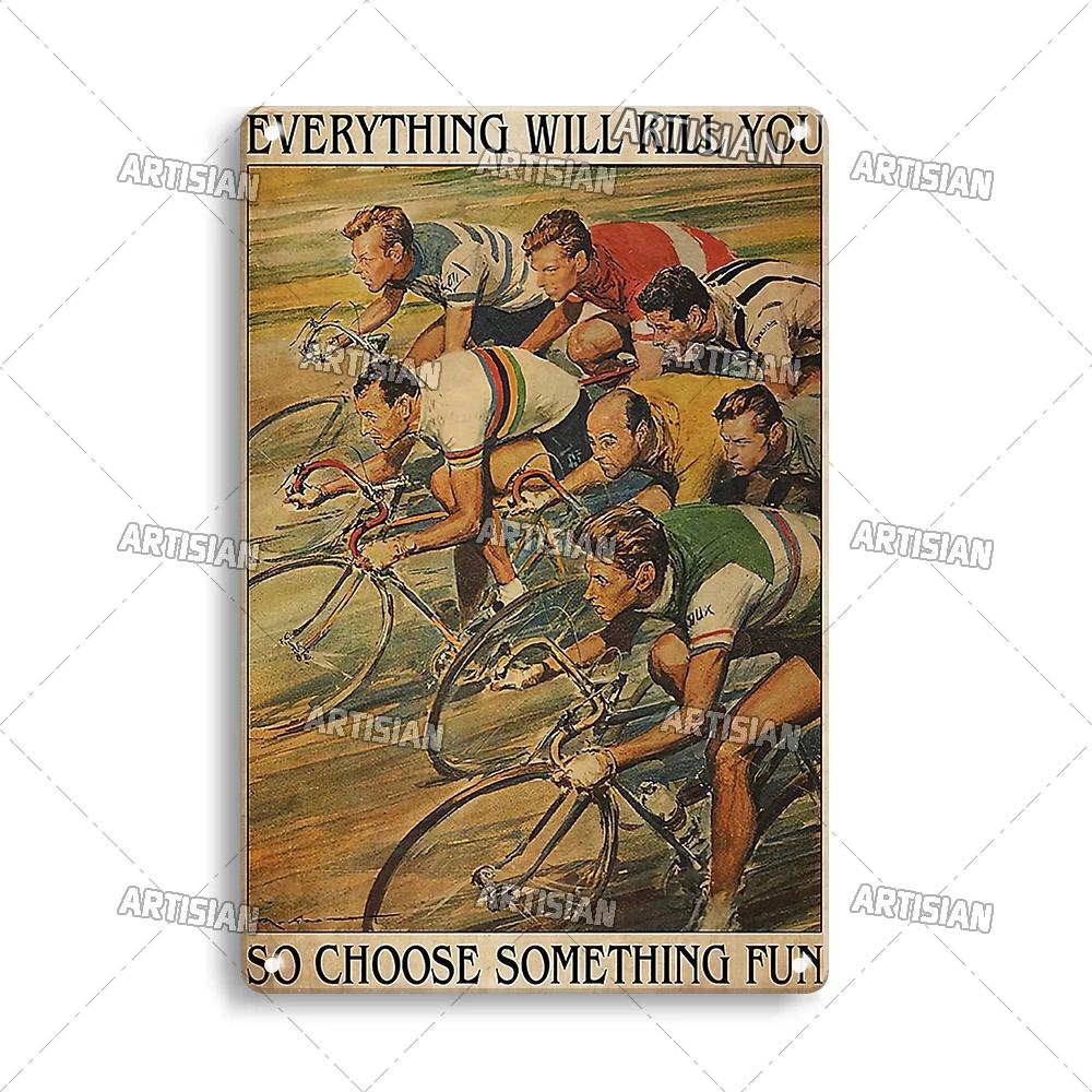 Artisian Cycling Metal Sign Bicycle Tin Plate Bike Decorative Plaque Sport Wall Decor Garage Bar Pub Club Hotel Cafe Kitchen