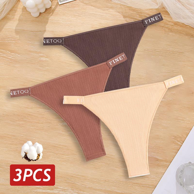 3 sztuki/zestaw bawełniane brazylijskie majtki damskie majtki seksowne majtki bikini z niskim stanem damskie jednolity kolor oddychająca bielizna M-XL