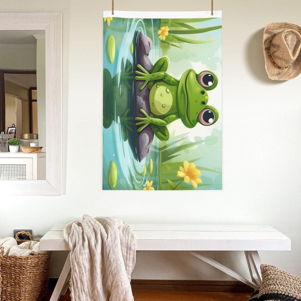 OUSIKA Flag 2x3 FT Garden Flag for Outside Frog in a pond Double Sided Holiday Flag Heavy Duty Large Banner with Brass Grommets Fade-Resistant