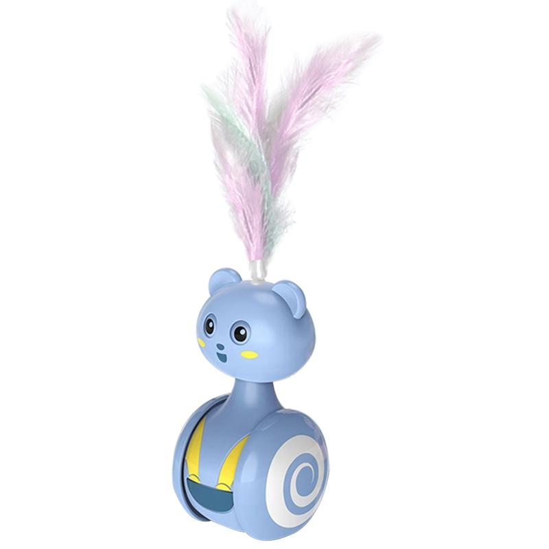 Interactive Cats Tumbler Toys with Feather or Ball Battery Powered Funny Chasing Roller Kitten Toy for Small Puppy