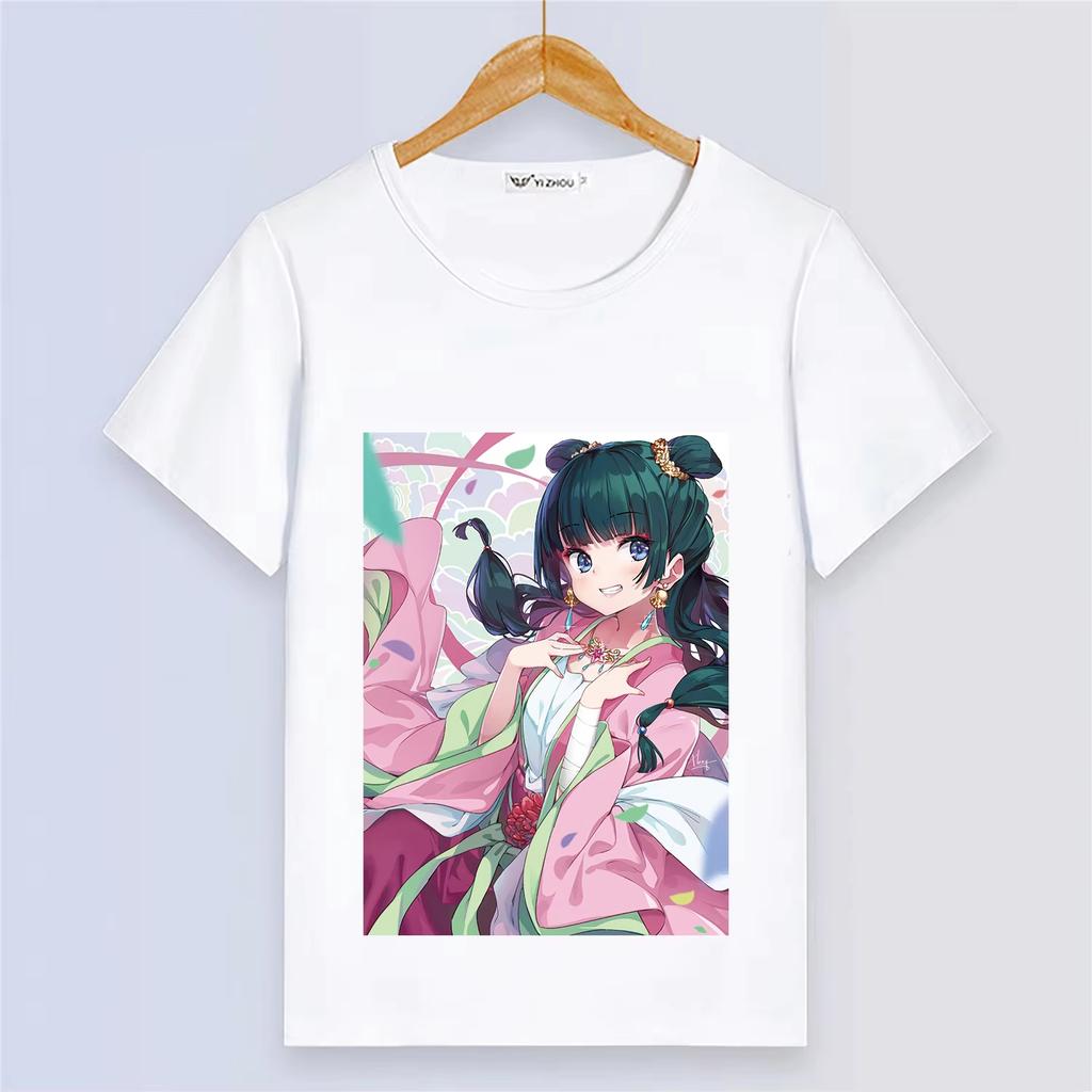 Anime The Apothecary Diaries Summer Short Sleeve Cartoon Print White Modal Women And Men Comfortable T-Shirt