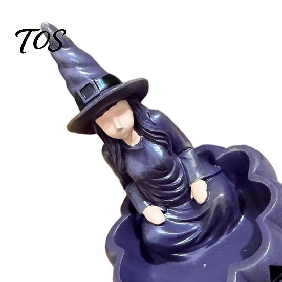 Halloween Party Decoration Meditating Witch Garden Bird Feeder, Resin Sitting Statue Wild Food Station Outdoor Wall Mounted Feeder for Deck Yard Porch