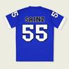 Maglietta Unisex Casual a Scollo a V Larga Stampa 3D Manica Corta per Pilota Carlos Numero 55 Sainz Jr