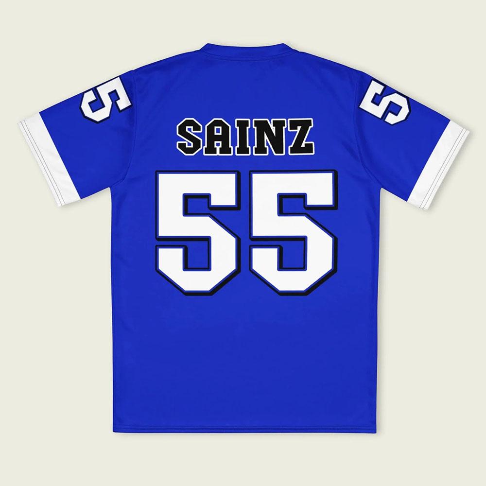 Maglietta Unisex Casual a Scollo a V Larga Stampa 3D Manica Corta per Pilota Carlos Numero 55 Sainz Jr