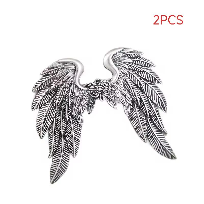 SXH 1/2Pcs Angel Wings Hair Clips Personalized Braid Hair Accessories Vintage Silver Ethnic Style Headwear for Women
