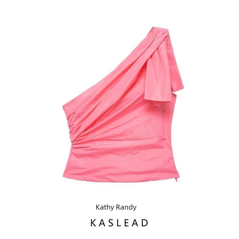 Kaslead New Arrival Women's Clothing Fashion Style Fashion All-Match Bowknot Decoration Taffeta Tops 3422288