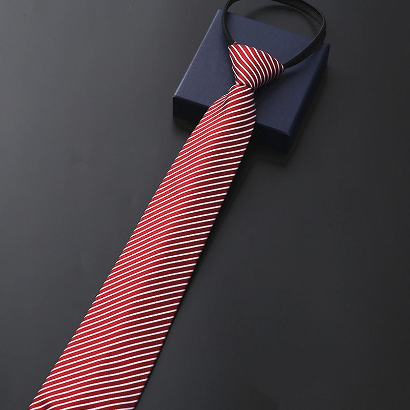 Elegant 8Cm Lazy Ties Blue Black Red Striped Men Shirt Business Dress Zipper Tie Neckties Accessories Wedding Groom