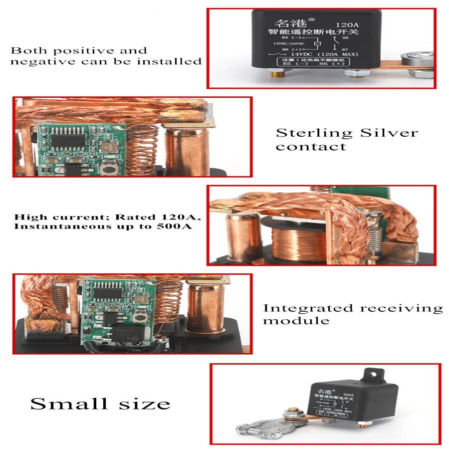 1× 12V Universal Integrated Wireless Remote Control Car Battery Switch Isolator